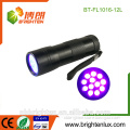 Best Dsign 365-395nm Wavelength UV Pet Urine Stain Detector Ultraviolet Nail Gel Customized uv led flashlight 12